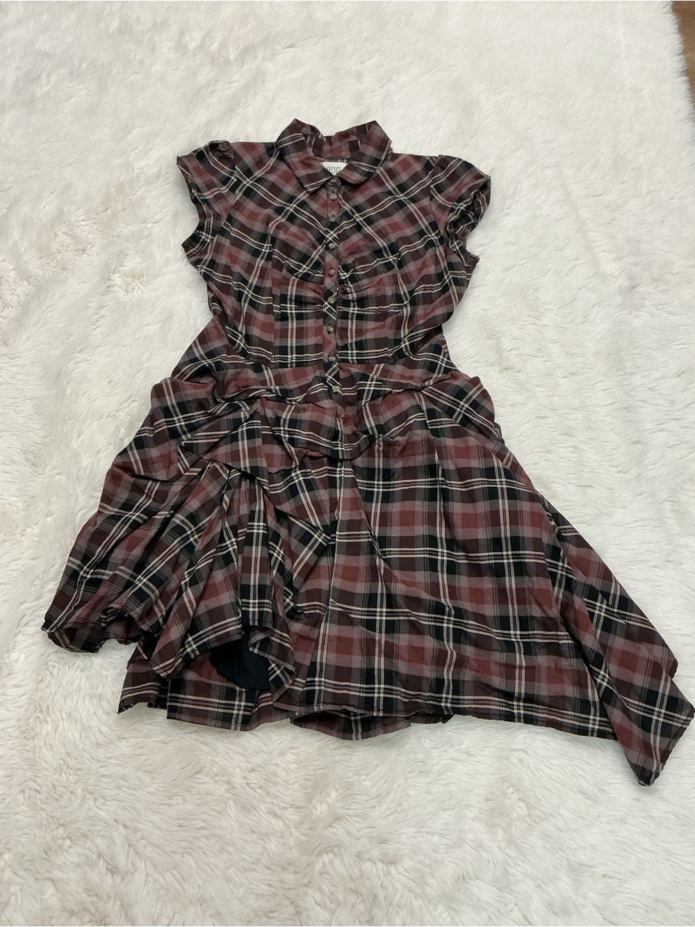 🌼 BDG - Plaid Pin Up Ruffle Hem Dress - - Picture 7 of 12